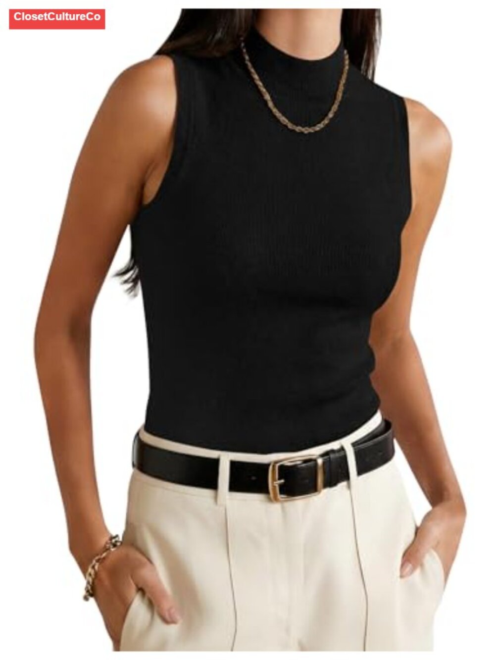 Wool Blend Sweater Vest Mock Neck Tank Top Soft Business Casual